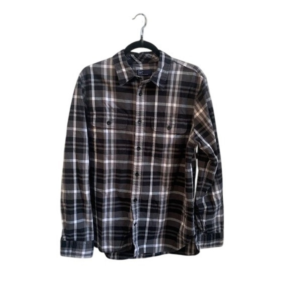 GAP Mens Large Plaid Button Down Shirt Long Sleeve Cotton Casual Classic Fit